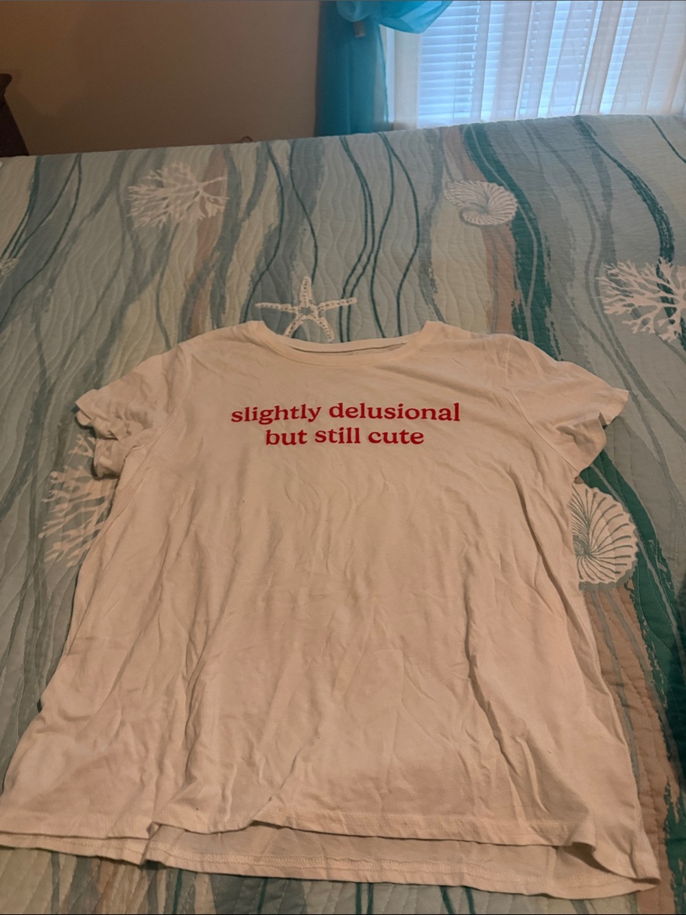 White Graphic Tee "slightly delusional but still cute"